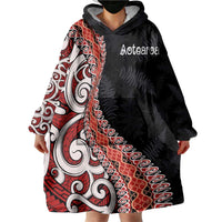 Aotearoa Maori Stylized Koru - Silver Ferns Wearable Blanket Hoodie LT03 - Polynesian Pride