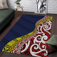 Aotearoa and Niue Area Rug Hiapo Maori Stylized Koru LT03 Blue - Polynesian Pride