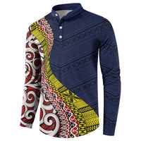 Aotearoa and Niue Button Sweatshirt Hiapo Maori Stylized Koru LT03 - Polynesian Pride