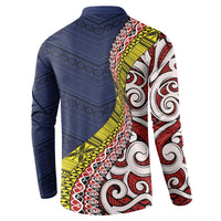 Aotearoa and Niue Button Sweatshirt Hiapo Maori Stylized Koru LT03 - Polynesian Pride