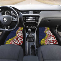 Aotearoa and Niue Car Mats Hiapo Maori Stylized Koru LT03 Set 2pcs - Front Blue - Polynesian Pride