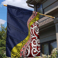Aotearoa and Niue Garden Flag Hiapo Maori Stylized Koru LT03 - Polynesian Pride