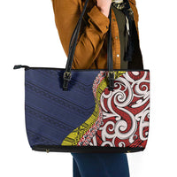 Aotearoa and Niue Leather Tote Bag Hiapo Maori Stylized Koru LT03 - Polynesian Pride