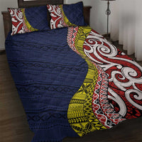 Aotearoa and Niue Quilt Bed Set Hiapo Maori Stylized Koru LT03 Blue - Polynesian Pride