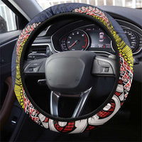Aotearoa and Niue Steering Wheel Cover Hiapo Maori Stylized Koru LT03 - Polynesian Pride