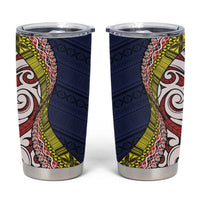 Aotearoa and Niue Tumbler Cup Hiapo Maori Stylized Koru LT03 Blue - Polynesian Pride