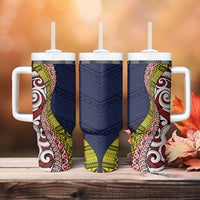 Aotearoa and Niue Tumbler With Handle Hiapo Maori Stylized Koru LT03 - Polynesian Pride
