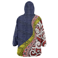 Aotearoa and Niue Wearable Blanket Hoodie Hiapo Maori Stylized Koru