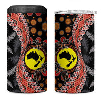 Aotearoa and Australia 4 in 1 Can Cooler Tumbler Maori Koru Ferns With Aboriginal Kangaroo