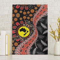 Aotearoa and Australia Canvas Wall Art Maori Koru Ferns With Aboriginal Kangaroo LT03 Without Frame Black - Polynesian Pride