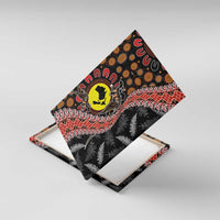 Aotearoa and Australia Canvas Wall Art Maori Koru Ferns With Aboriginal Kangaroo LT03 With Frame Black - Polynesian Pride