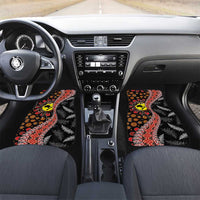 Aotearoa and Australia Car Mats Maori Koru Ferns With Aboriginal Kangaroo LT03 Set 2pcs - Front Black - Polynesian Pride
