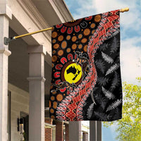 Aotearoa and Australia Garden Flag Maori Koru Ferns With Aboriginal Kangaroo LT03 House Flag Black - Polynesian Pride