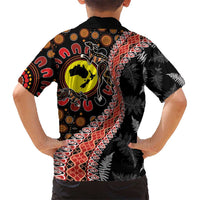 Aotearoa and Australia Hawaiian Shirt Maori Koru Ferns With Aboriginal Kangaroo LT03 - Polynesian Pride