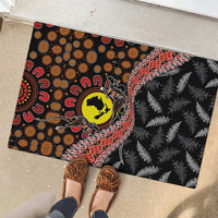 Aotearoa and Australia Rubber Doormat Maori Koru Ferns With Aboriginal Kangaroo LT03 - Polynesian Pride