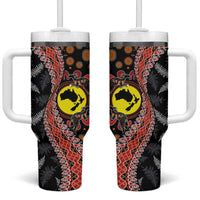 Aotearoa and Australia Tumbler With Handle Maori Koru Ferns With Aboriginal Kangaroo LT03 One Size: 40 oz Black - Polynesian Pride