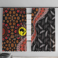 Aotearoa and Australia Window Curtain Maori Koru Ferns With Aboriginal Kangaroo LT03 With Hooks Black - Polynesian Pride