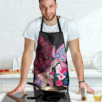 Hawaiian Couple Turtles Honi Apron Polynesian Art Motifs and Hibiscus Black Red Color - Polynesian Pride