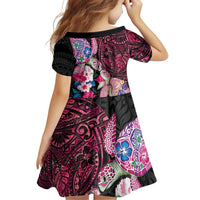 Hawaiian Couple Turtles Honi Family Matching Off The Shoulder Long Sleeve Dress and Hawaiian Shirt Polynesian Art Motifs and Hibiscus Black Red Color - Polynesian Pride