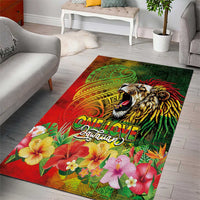 Hawaiian Reggae Area Rug Jawaiian One Love-Tribal Tatoos and Rastafari Lion - Polynesian Pride