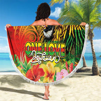Hawaiian Reggae Beach Blanket Jawaiian One Love-Tribal Tatoos and Rastafari Lion - Polynesian Pride