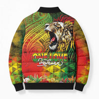 Hawaiian Reggae Bomber Puffer Jacket Jawaiian One Love-Tribal Tatoos and Rastafari Lion LT03 - Polynesian Pride