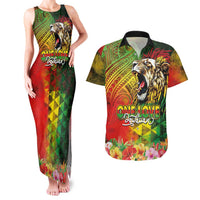 Hawaiian Reggae Couples Matching Tank Maxi Dress and Hawaiian Shirt Jawaiian One Love-Tribal Tatoos and Rastafari Lion - Polynesian Pride