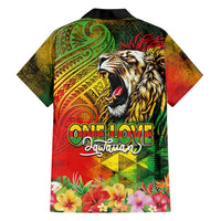 Hawaiian Reggae Family Matching Off Shoulder Maxi Dress and Hawaiian Shirt Jawaiian One Love-Tribal Tatoos and Rastafari Lion - Polynesian Pride