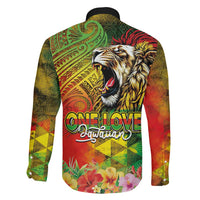 Hawaiian Reggae Family Matching Off Shoulder Maxi Dress and Hawaiian Shirt Jawaiian One Love-Tribal Tatoos and Rastafari Lion - Polynesian Pride