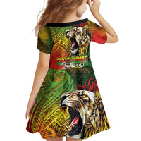 Hawaiian Reggae Family Matching Puletasi and Hawaiian Shirt Jawaiian One Love-Tribal Tatoos and Rastafari Lion - Polynesian Pride