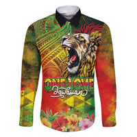 Hawaiian Reggae Family Matching Short Sleeve Bodycon Dress and Hawaiian Shirt Jawaiian One Love-Tribal Tatoos and Rastafari Lion - Polynesian Pride
