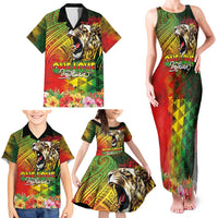 Hawaiian Reggae Family Matching Tank Maxi Dress and Hawaiian Shirt Jawaiian One Love-Tribal Tatoos and Rastafari Lion - Polynesian Pride