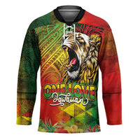 Hawaiian Reggae Hockey Jersey Jawaiian One Love-Tribal Tatoos and Rastafari Lion - Polynesian Pride
