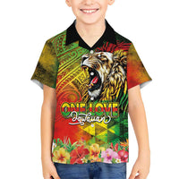 Hawaiian Reggae Kid Hawaiian Shirt Jawaiian One Love-Tribal Tatoos and Rastafari Lion - Polynesian Pride