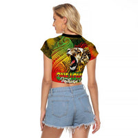 Hawaiian Reggae Raglan Cropped T Shirt Jawaiian One Love-Tribal Tatoos and Rastafari Lion - Polynesian Pride