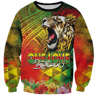 Hawaiian Reggae Sweatshirt Jawaiian One Love-Tribal Tatoos and Rastafari Lion LT03 Unisex Multicolor - Polynesian Pride