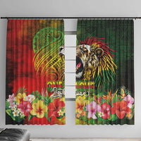Hawaiian Reggae Window Curtain Jawaiian One Love-Tribal Tatoos and Rastafari Lion - Polynesian Pride
