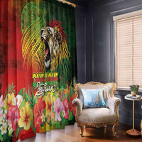 Hawaiian Reggae Window Curtain Jawaiian One Love-Tribal Tatoos and Rastafari Lion - Polynesian Pride