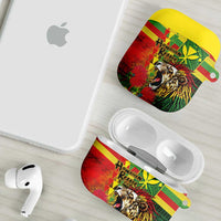 Hawaiian Reggae AirPods Case Kakau Art Motifs with Ohia Lehua and Rastafari Lion - Polynesian Pride