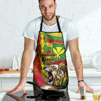 Hawaiian Reggae Apron Kakau Art Motifs with Ohia Lehua and Rastafari Lion LT03 - Polynesian Pride