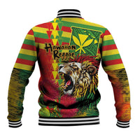 Hawaiian Reggae Baseball Jacket Kakau Art Motifs with Ohia Lehua and Rastafari Lion LT03 - Polynesian Pride