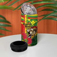 Hawaiian Reggae 4 in 1 Can Cooler Tumbler Kakau Art Motifs with Ohia Lehua and Rastafari Lion - Polynesian Pride