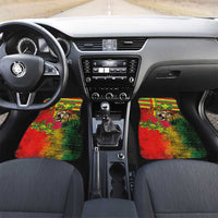 Hawaiian Reggae Car Mats Kakau Art Motifs with Ohia Lehua and Rastafari Lion - Polynesian Pride