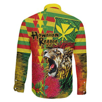Hawaiian Reggae Family Matching Long Sleeve Bodycon Dress and Hawaiian Shirt Kakau Art Motifs with Ohia Lehua and Rastafari Lion - Polynesian Pride