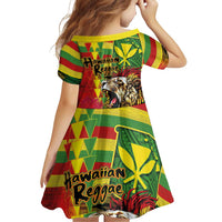 Hawaiian Reggae Family Matching Mermaid Dress and Hawaiian Shirt Kakau Art Motifs with Ohia Lehua and Rastafari Lion - Polynesian Pride