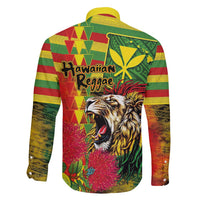 Hawaiian Reggae Family Matching Off Shoulder Short Dress and Hawaiian Shirt Kakau Art Motifs with Ohia Lehua and Rastafari Lion - Polynesian Pride