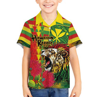 Hawaiian Reggae Family Matching Tank Maxi Dress and Hawaiian Shirt Kakau Art Motifs with Ohia Lehua and Rastafari Lion - Polynesian Pride