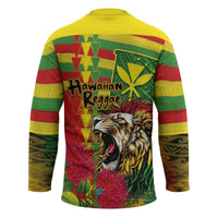 Hawaiian Reggae Hockey Jersey Kakau Art Motifs with Ohia Lehua and Rastafari Lion - Polynesian Pride