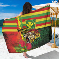 Hawaiian Reggae Sarong Kakau Art Motifs with Ohia Lehua and Rastafari Lion - Polynesian Pride
