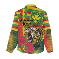Hawaiian Reggae Women Casual Shirt Kakau Art Motifs with Ohia Lehua and Rastafari Lion - Polynesian Pride